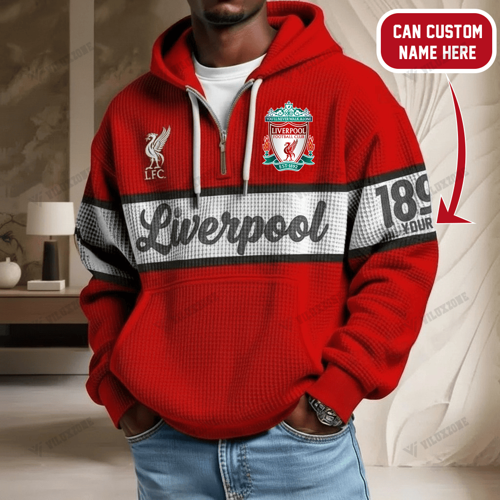 Textures Lfc LFC Custom Name Sublimated Hoodie - Quilted Texture Supporters Wear ...