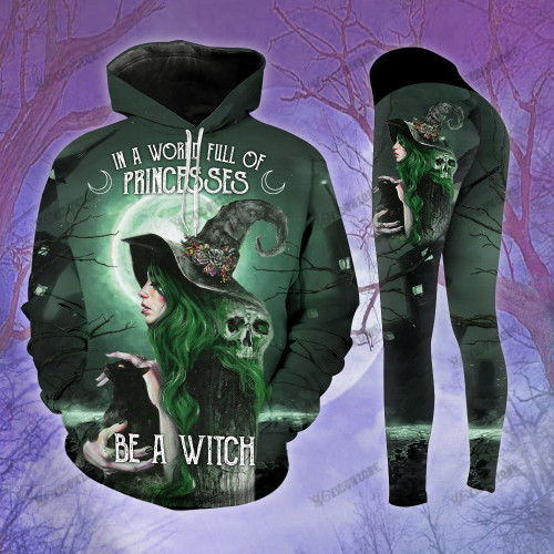 Be A Witch Cat Moon Green Legging and Hoodie Set