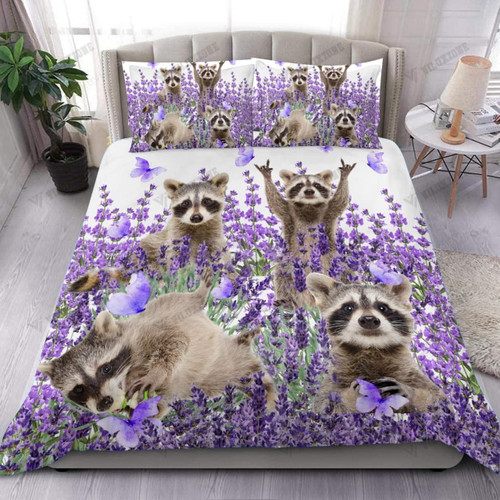 Raccoon Purple Flower Bedding Set - RE