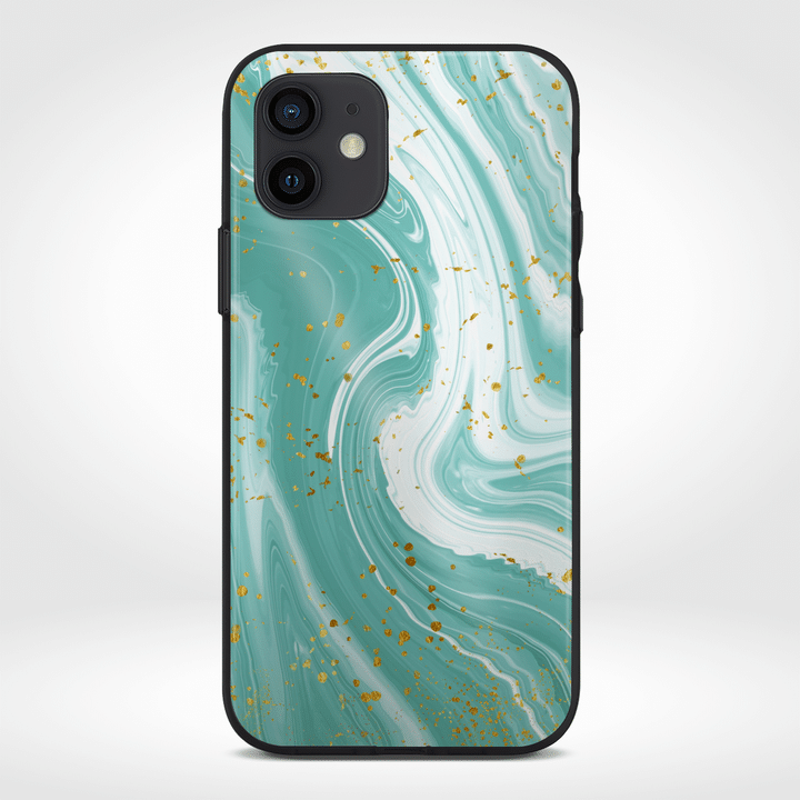 Liquid Marble With Gold Splatter Phone Cases