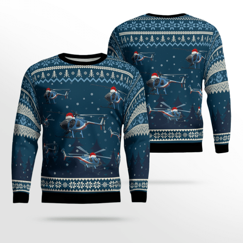 NLTH1410BC08 Houston Police Air Support “75 FOX” N8375F Christmas AOP Sweater