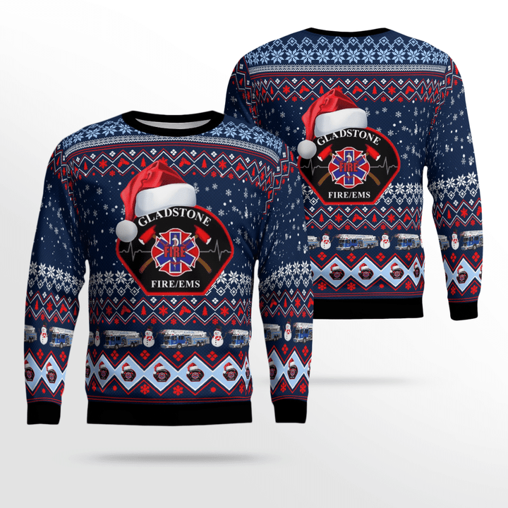 NLSI1511BC06 City of Gladstone, Fire-EMS Christmas AOP Sweater