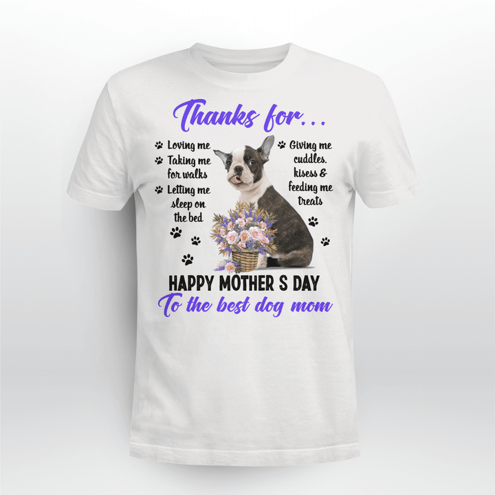 NLMP2704BG03 Boston Terrier Thanks For All Best Dog Mom Shirt