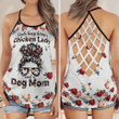 NLMP2505BG05 Kinda Busy Being A Dog Mom And A Chicken Lady Criss Cross Open Back Tank Top