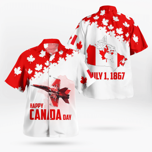 DLTT2605BG07 Canadian Forces CF18 Demo Team, Happy Canada Day Hawaiian Shirt