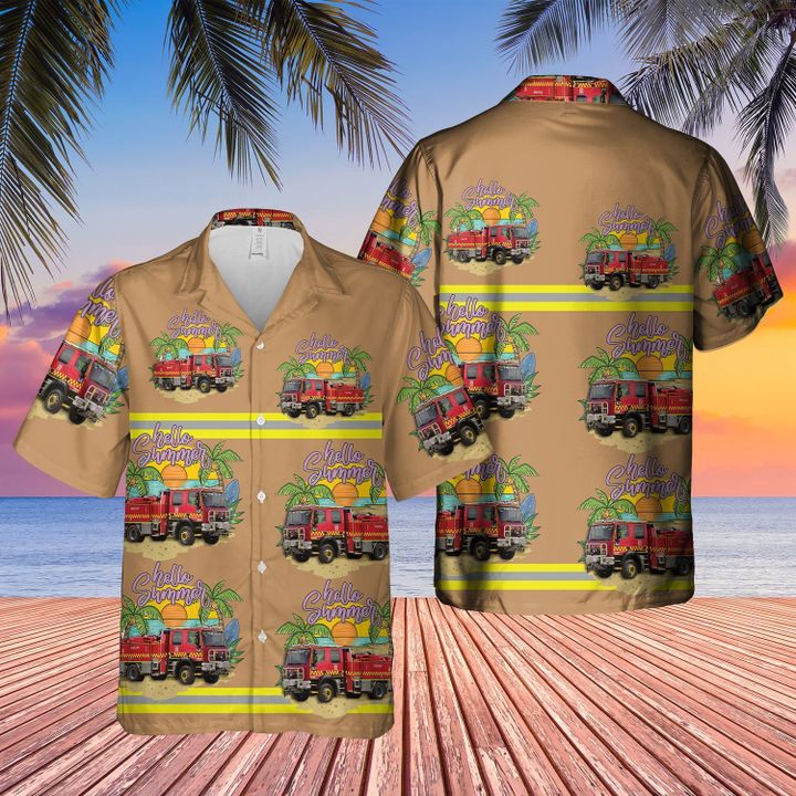 KALT0305BC08 Victoria Fire Service Truck Hawaiian Shirt