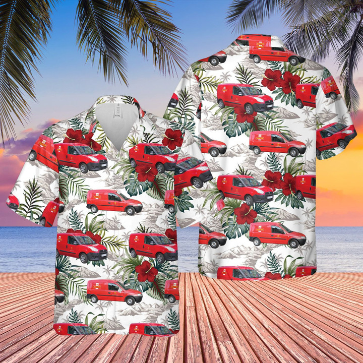 TNQD1006BC11 UK Royal Mail Van Hawaiian Shirt + Beach Shorts