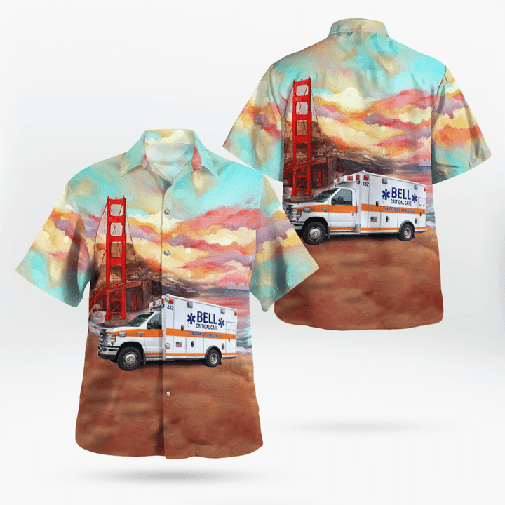 TNLT1605BG04 Bell Ambulance, Milwaukee, Wisconsin Ambulance Golden Gate Bridge Hawaiian Shirt