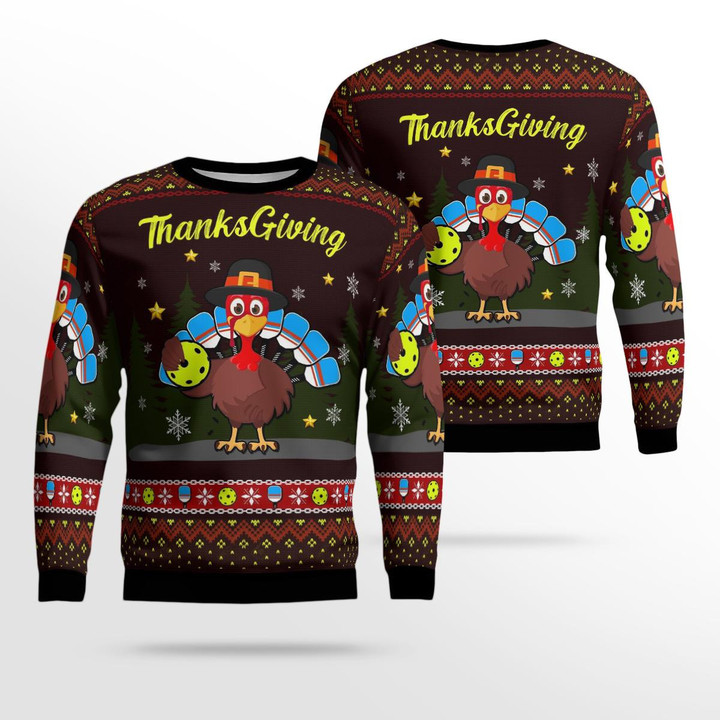 ThanksGiving Turkey Pickleball AOP Sweater NLMP1510BG09