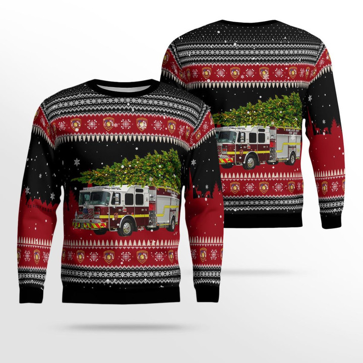 NLMP0311BC10 Florida, Highlands County Fire Rescue Christmas AOP Ugly Sweater