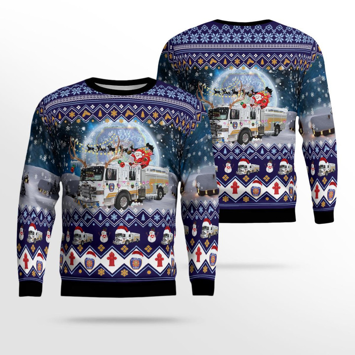 NLSI1811BC09 New Hanover County Fire and Rescue Christmas AOP Ugly  Sweater