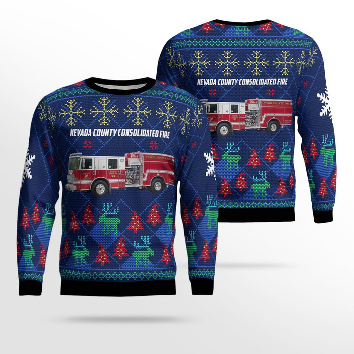 Grass Valley, California, Nevada County Consolidated Fire District AOP Ugly Sweater DLTT2811BG10