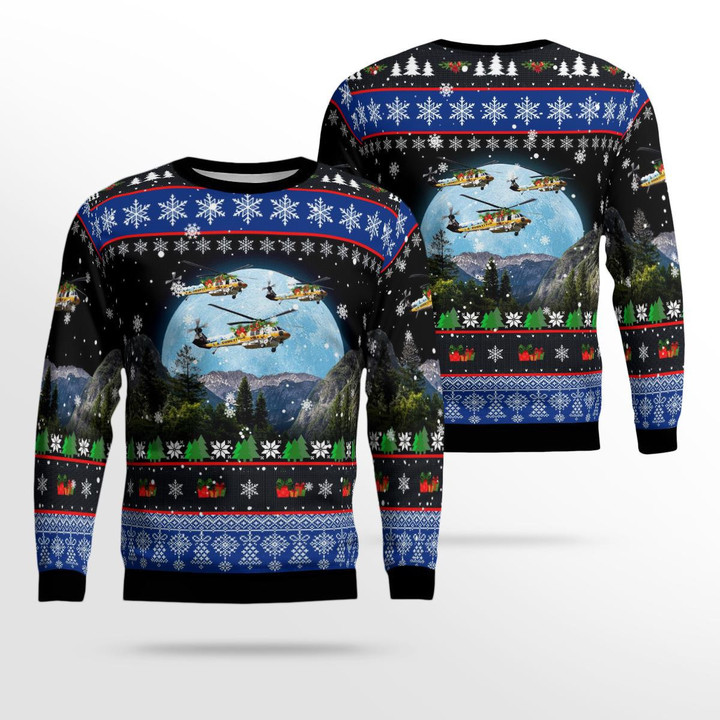 California, Los Angeles County Fire Department Sikorsky S-70A Firehawk Christmas Ugly Sweater 3D DLMP1710BG04
