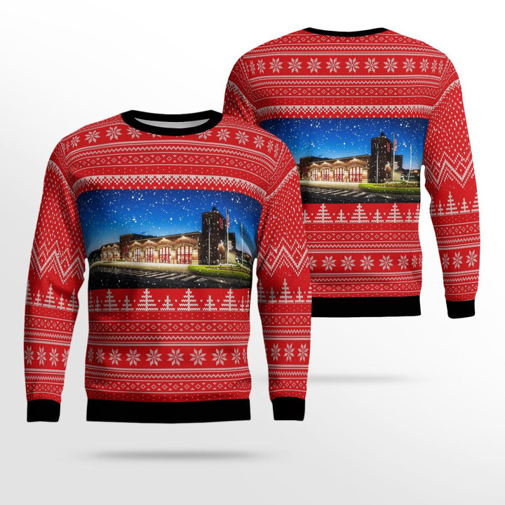 Fishers, Indiana, Fishers Fire Department Station 91 Christmas Ugly Sweater 3D DLTT1710BG09