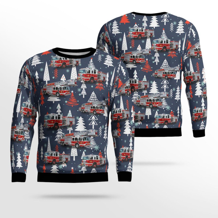 Cape May, New Jersey, Cape May Fire Department Christmas Ugly Sweater 3D DLHH1709BG15