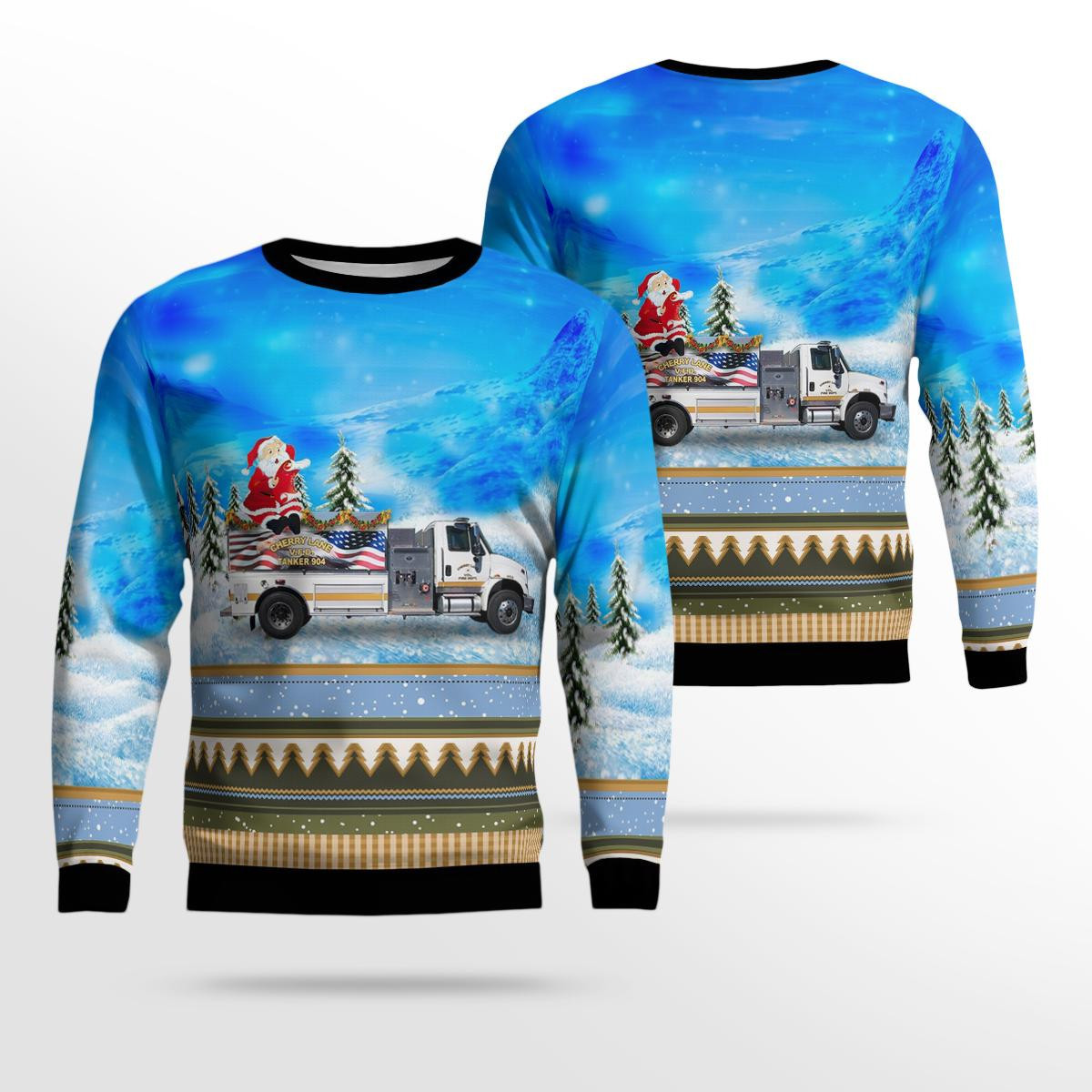 Glade Valley, North Carolina, Cherry Lane Volunteer Fire Department, Inc Christmas Ugly Sweater 3D DLHH1209BG04