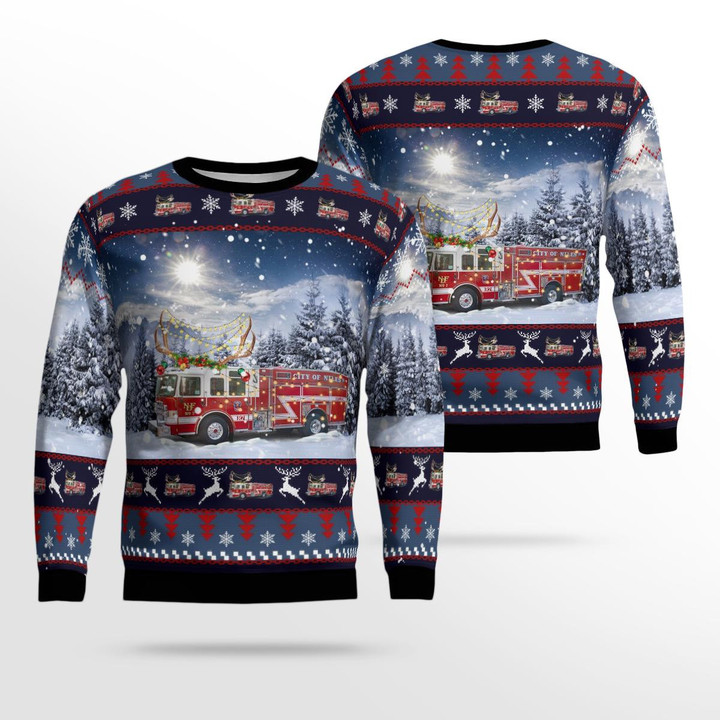 Niles, Ohio, Niles Fire Department Christmas Ugly Sweater 3D DLMP1409BG03