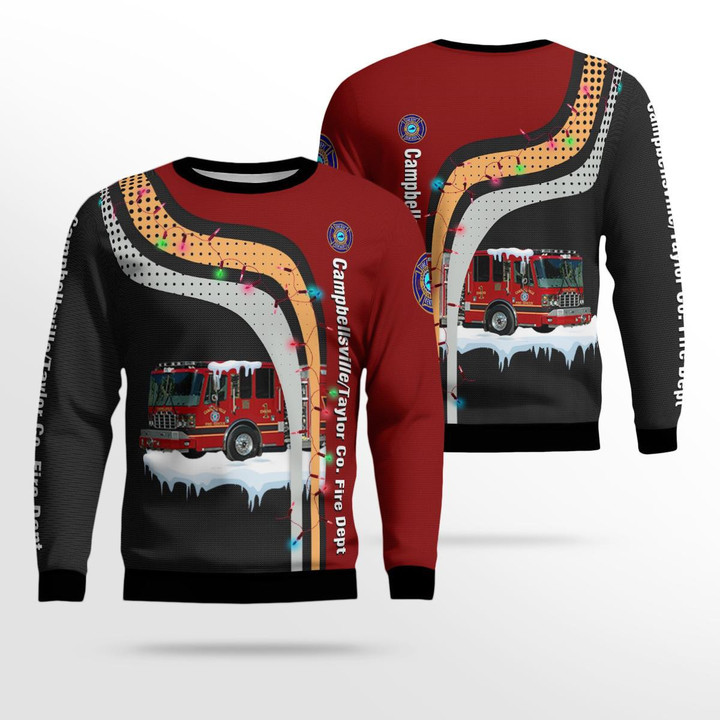 Campbellsville/Taylor Co. Fire Dept. Engine 1 Christmas AOP Ugly Sweater NLMP2411BC03