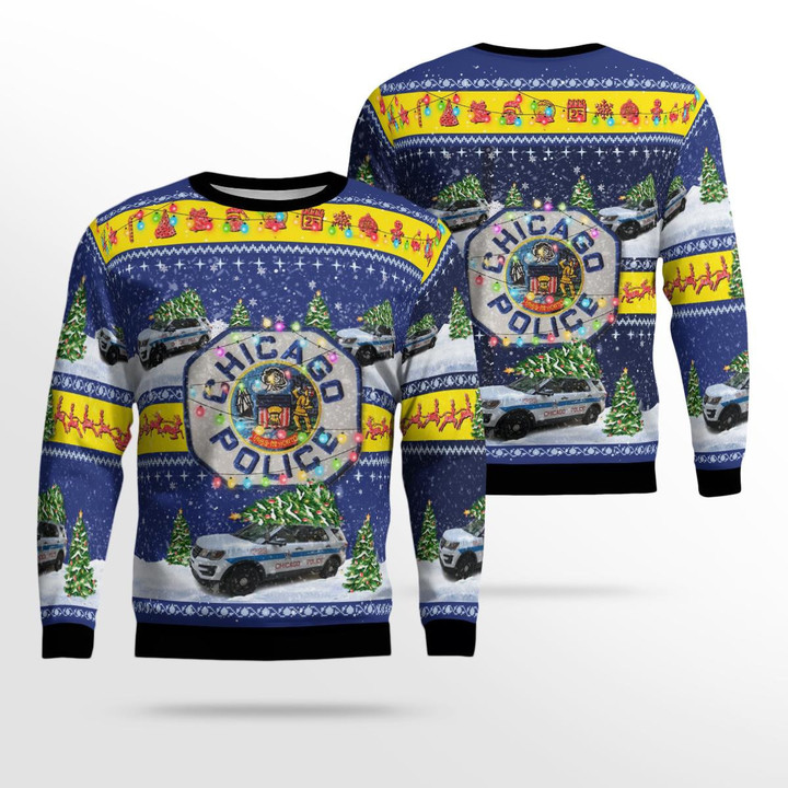 Chicago Police Ford Police Interceptor Utility Christmas AOP Ugly Sweater NLMP2311BC03