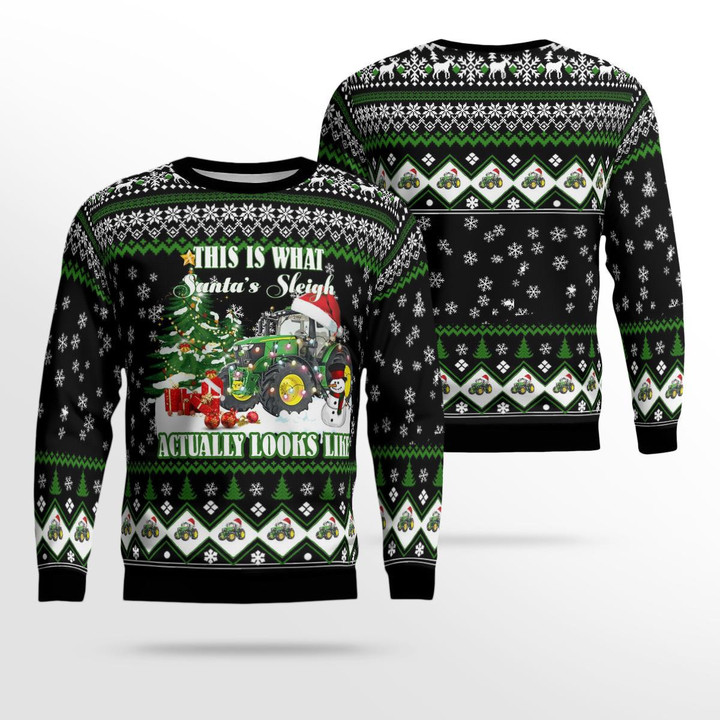 Green Tractor Christmas AOP Ugly Sweater NLSI1911BC13