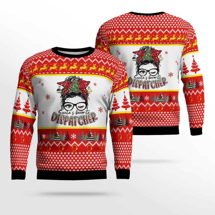 Santa's Favorite Dispatcher Christmas Ugly Sweater 3D DLTT1711BC07