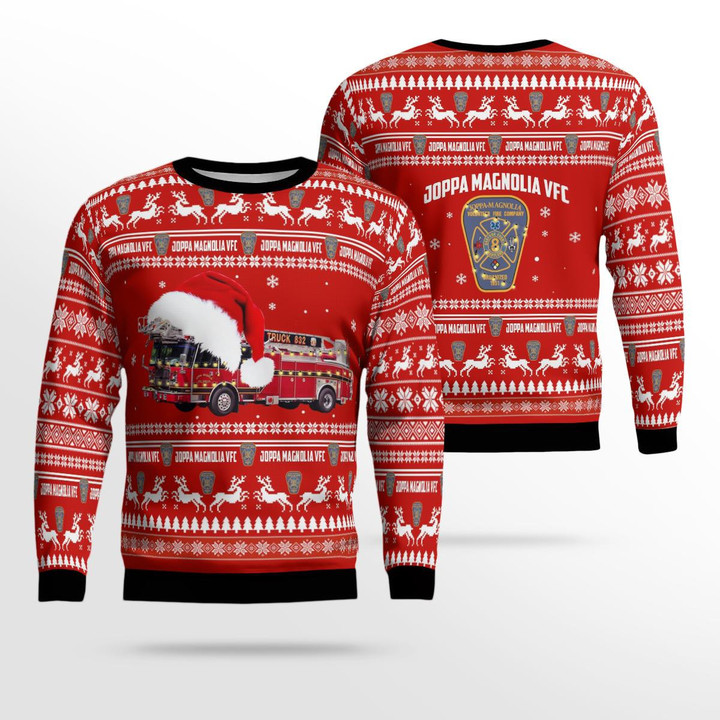 Harford County, Maryland, Joppa Magnolia Volunteer Fire Company - Fort Hanson Christmas Ugly Sweater 3D DLTT0311BC04