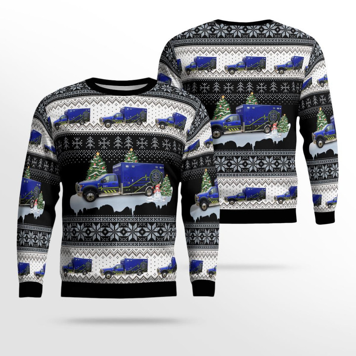 Jackson County, Iowa, Bellevue Emergency Medical Services Christmas Ugly Sweater 3D TRQD0111BC12