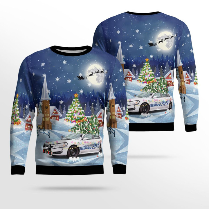 Detroit Police Department Car Christmas Ugly Sweater 3D DLSI0610BC16