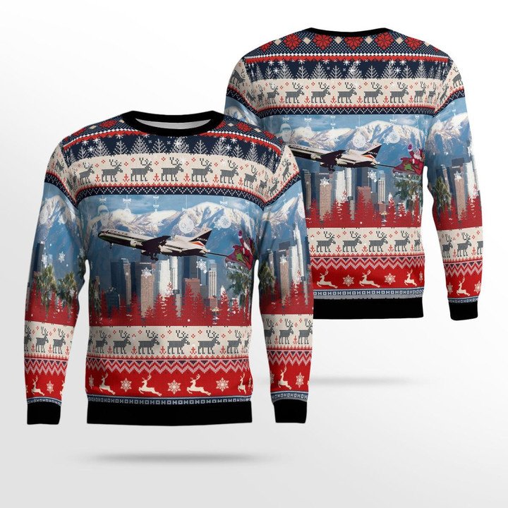 Delta Air Lines Lockheed L-1011-500 With Santa over Los Angeles Christmas AOP Ugly Sweater NLSI0610BC06