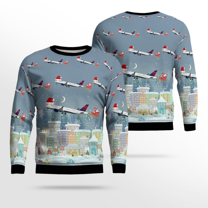 Delta Air Lines Airbus A220-300 Christmas Ugly Sweater 3D TRQD0410BC08