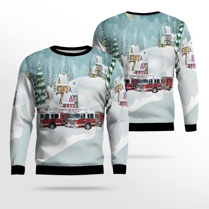 North Carolina Charlotte Fire Department Christmas Ugly Sweater 3D TRTT0410BC03