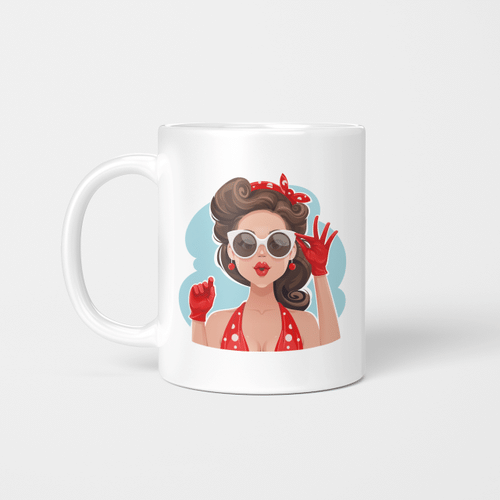 Pin Up Girl Wearing Sunglasses Mug