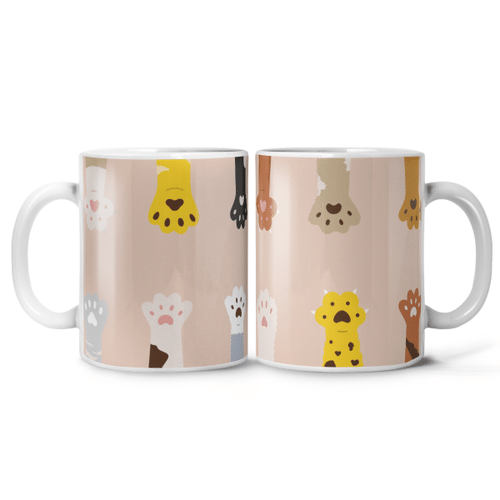 Fluffy Multicolored Cats Paws Mug