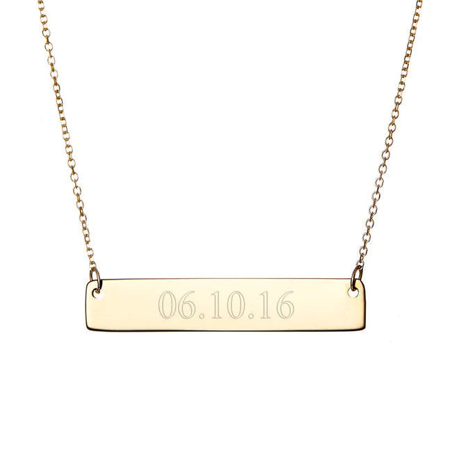 Custom Date Gold Bar Necklace NL004