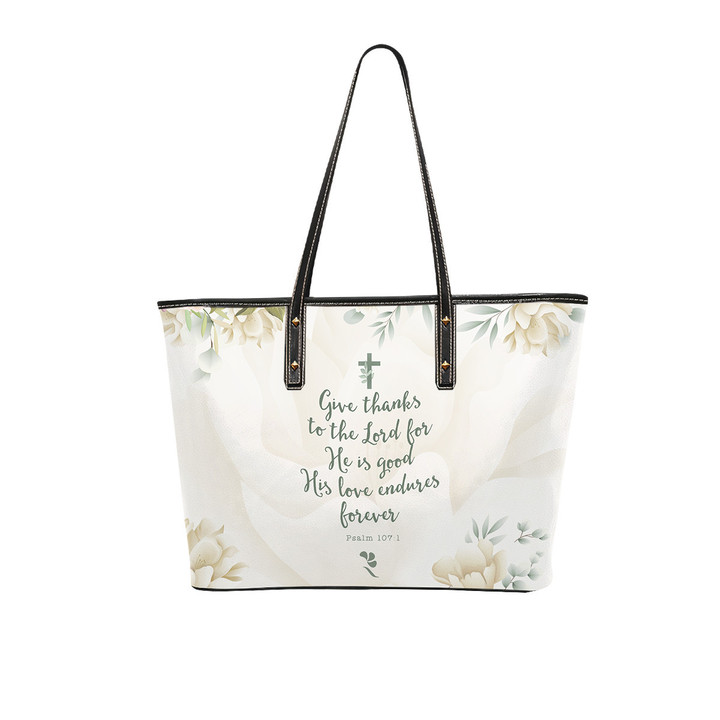 'GIVE THANKS' - ROSERON Christian Leather Tote Bags