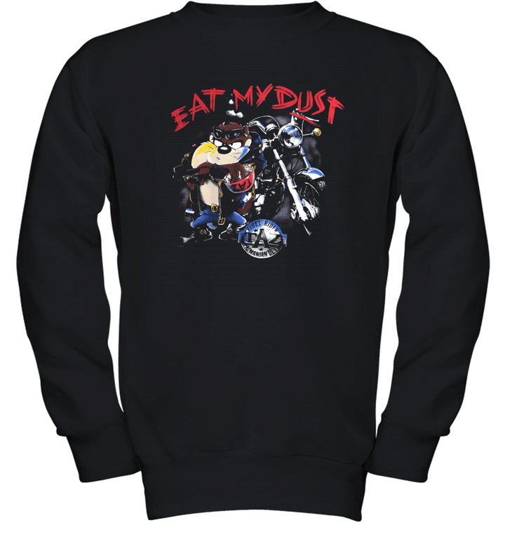 90s Vintage TAZ Motorcycle T Shirt 1992 Tasmanian Devil Graphic Youth Sweatshirt