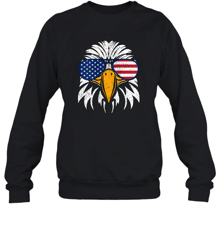 4th of July Bald Eagle Patriotic American Flag Glasses 1 Sweatshirt