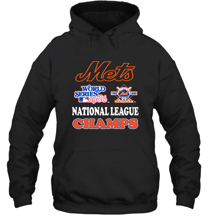 80s Vintage New York Mets National League Champs 1986 World Series Champions 25th Anniversary Hoodie