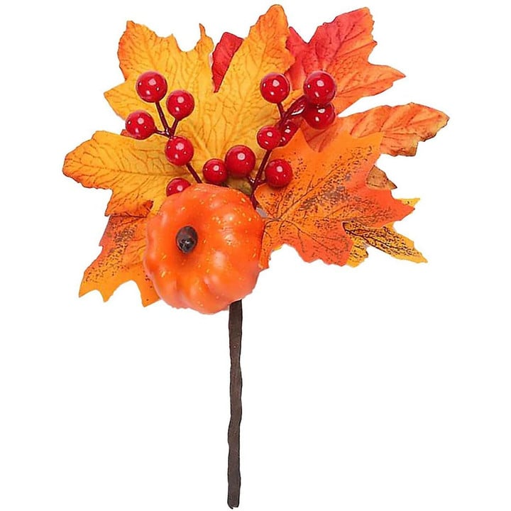 Thanksgiving Christmas Fall Autumn Decoration Home Artificial Maple Leaves Faux Branches Berry Stem Fake Pumpkin