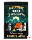 Siberian Husky Welcome To Camp Quitcherbitchin A Certified Happy Camper Flag 055