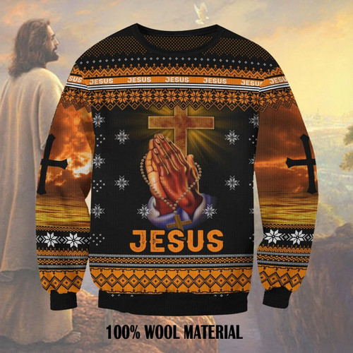 Jesus 3D ugly christmas Woolen Sweater 027