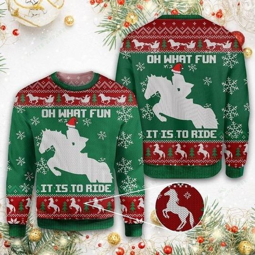 Oh What Fun It Is To Ride Ugly Christmas Woolen Sweater 029