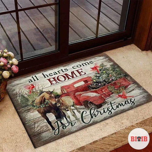 All hearts come home for christmas Horse Doormat 067
