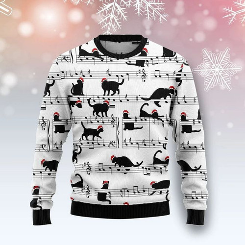 Cat Music Ugly Christmas Woolen Sweater