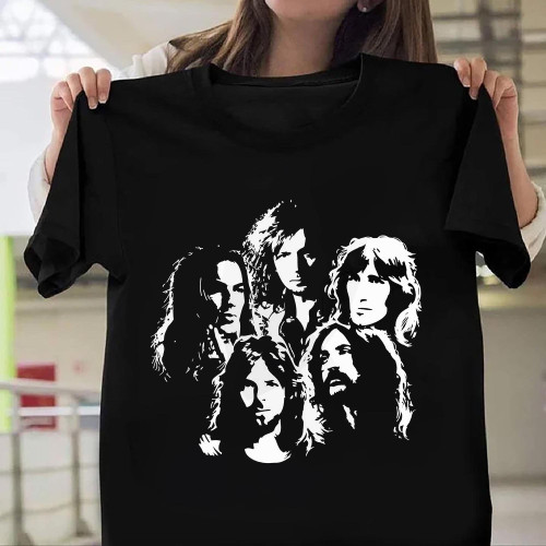 Pink Floyd Band Characters Black And White T-Shirt