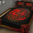 Red Mandala Dragon Quilt Bedding Set Kt