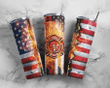 Firefighter USA Flag - Skinny Tumbler