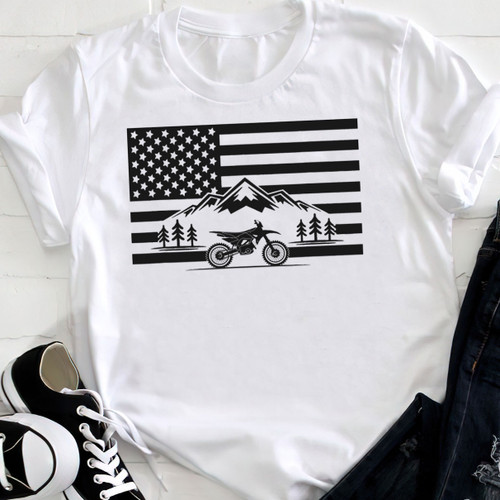 American Flag Motocross Unisex T-Shirt Mot2324