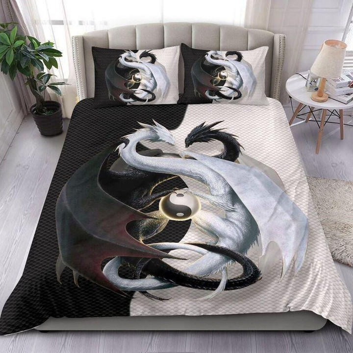 Black & White Dragon Bedding Set Kt