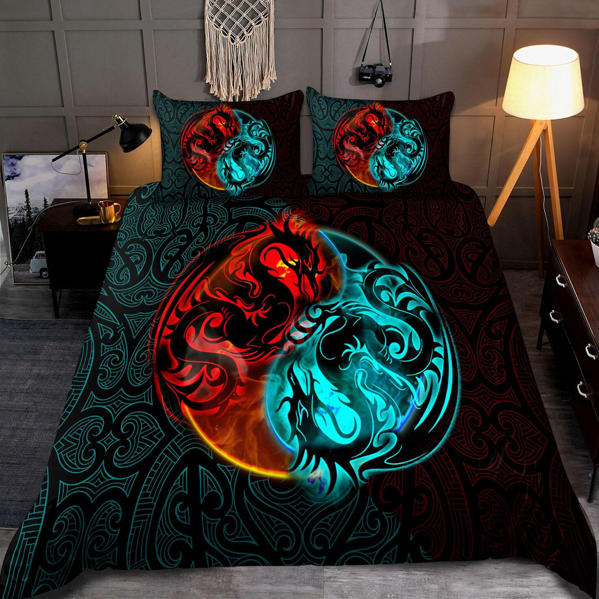 Dragon Yin&Yang Art 3D Over Printed Bedding Set-Ml